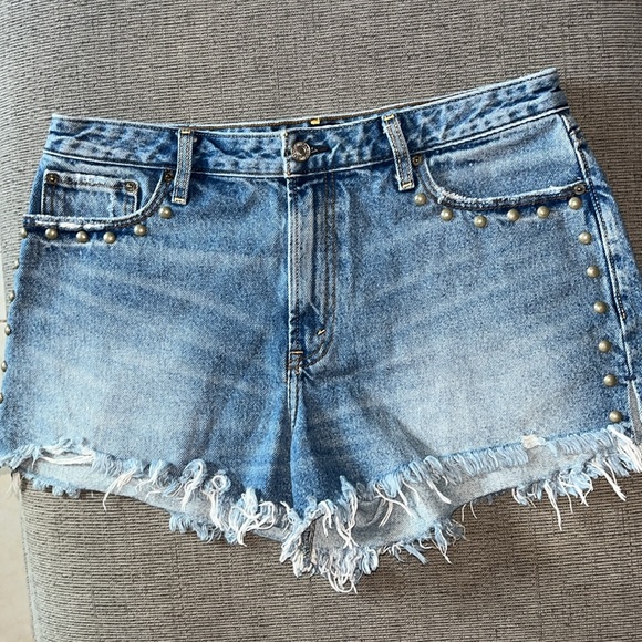 Abercrombie & Fitch Jean Shorts Distressed High-Waisted - Picture 1 of 8